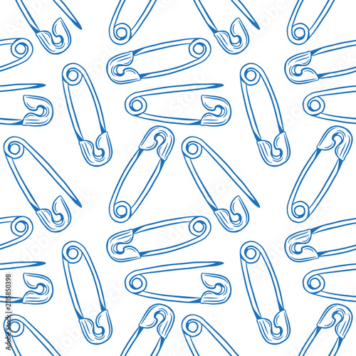 safety pins seamless background hand drawn vector illustration