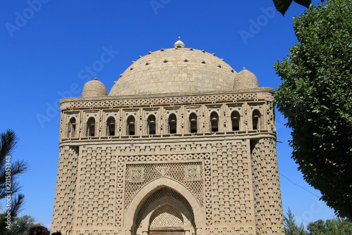 The Samanid Mausoleum is located in Bukhara. The mausoleum was built in the 10th century. The brickwork patterns on its walls are remarkable.