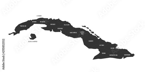 Картината върху платно Cuba political map of administrative divisions - provinces