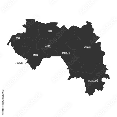 Принти на полотні Guinea political map of administrative divisions - regions