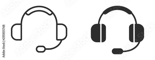 Bild auf Leinwand Customer support headset icon set, communication, hotline, service assistance symbols, transparent background, help desk, contact center, vector illustration
