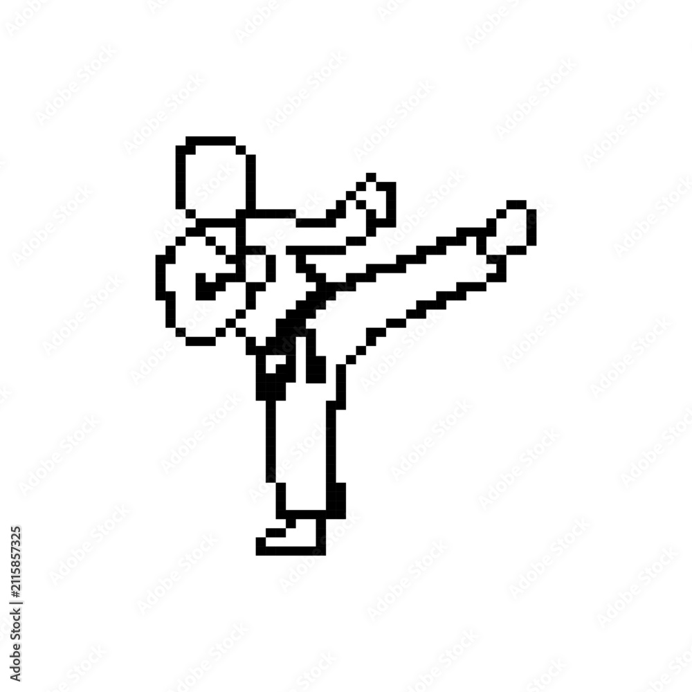 Fototapeta premium Karate martial arts kick pixel