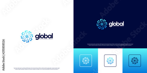 molecular connection logo, digital technology symbol, development, database, graphic design illustration.