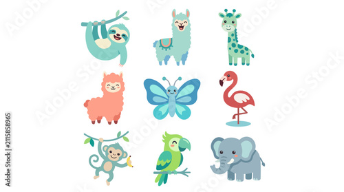 Photography Cute animals collection flat design style