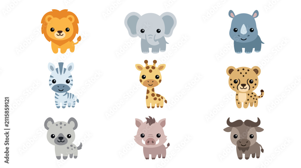 Obraz premium Cute african safari animal collection