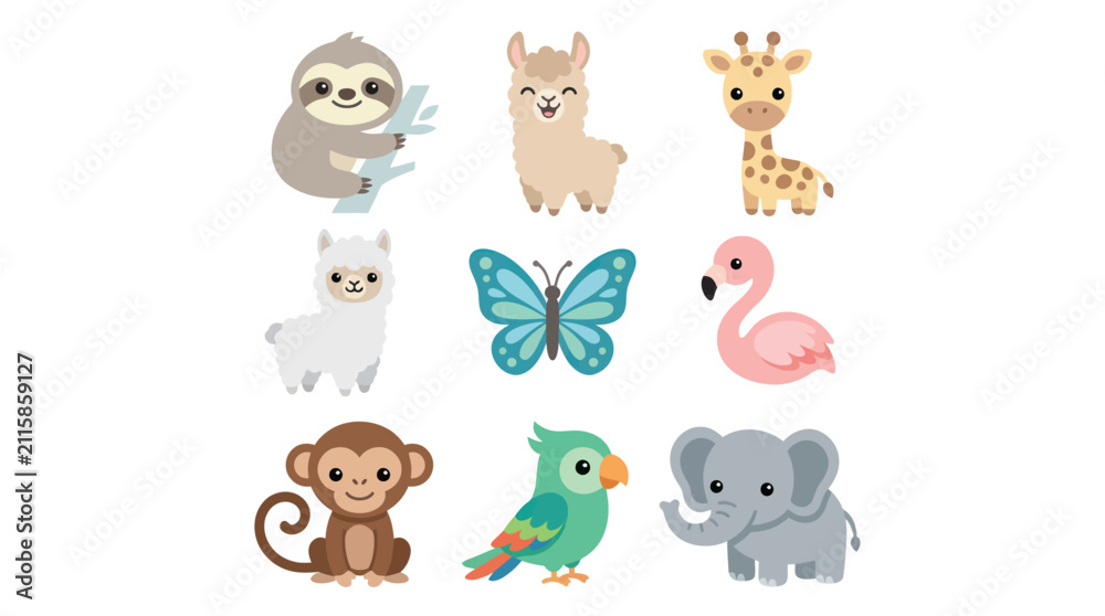 Fototapeta premium Cute animal collection for kids