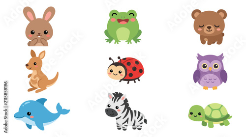 Cute animal collection illustration