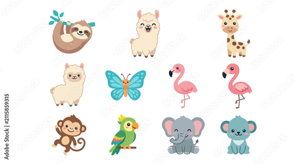 Fototapeta premium Cute animal collection vector icons