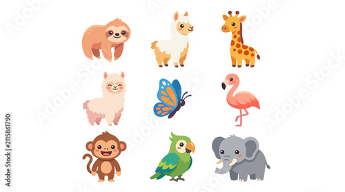 Canvas Print Cute cartoon animals collection