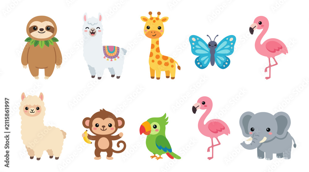 Fototapeta premium Cute cartoon animals collection