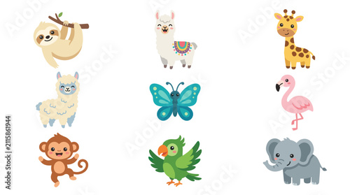 Sticker Cute cartoon animals collection