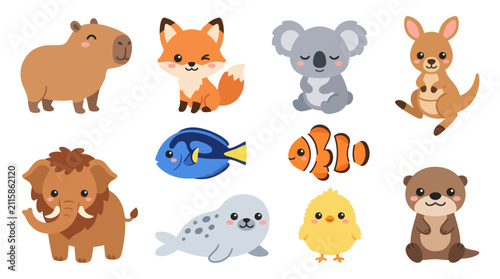 Photography Cute cartoon animals collection