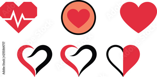 Fotografie Heart Care, Love Symbol and Healthcare Medical Icons Vector Collection