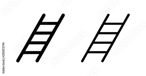 Ladder silhouette and outline icons
