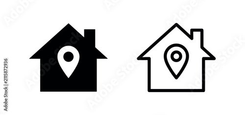 Real estate house location pin address icon