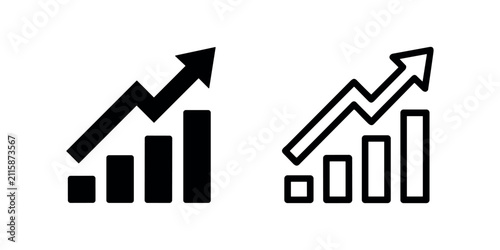Growing Bar Chart Business Success Icon