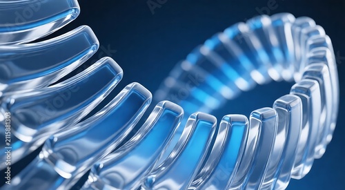Abstract Blue Transparent Glass Fins Circular Arrangement