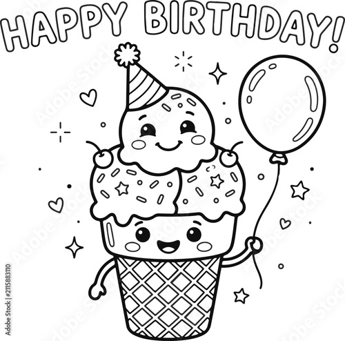 Colorful birthday celebration vector illustration with balloons confetti and festive elements on a white background