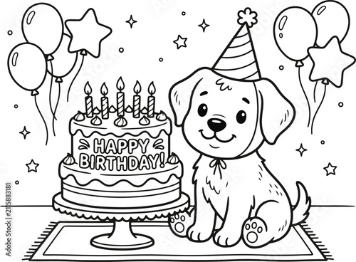 Colorful birthday celebration vector illustration with balloons cake and confetti elements