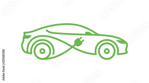 Green Electric Vehicle Icon Illustration for Sustainable Transport Concepts
