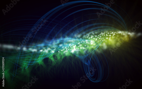 Fotografie A captivating digital abstract image featuring a vibrant wave-like formation wit