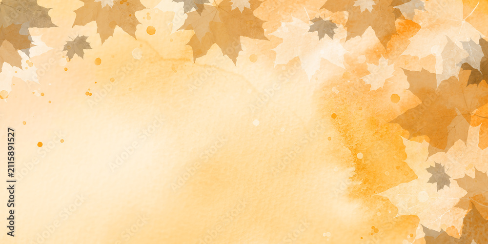 Fotografie Watercolor autumn background with a leaf pattern