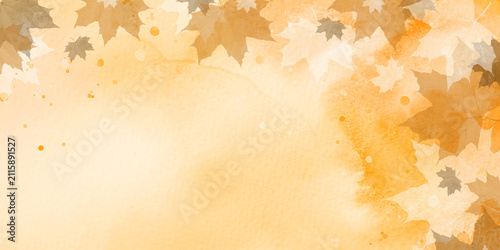 Bild auf Leinwand Watercolor autumn background with a leaf pattern