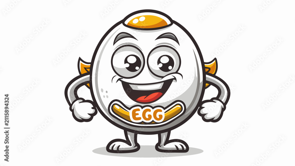 Fototapeta premium Very beautiful black and white realistic vector illustration of a CUTE CARTOON EGG featuring a bold interior label reading 
