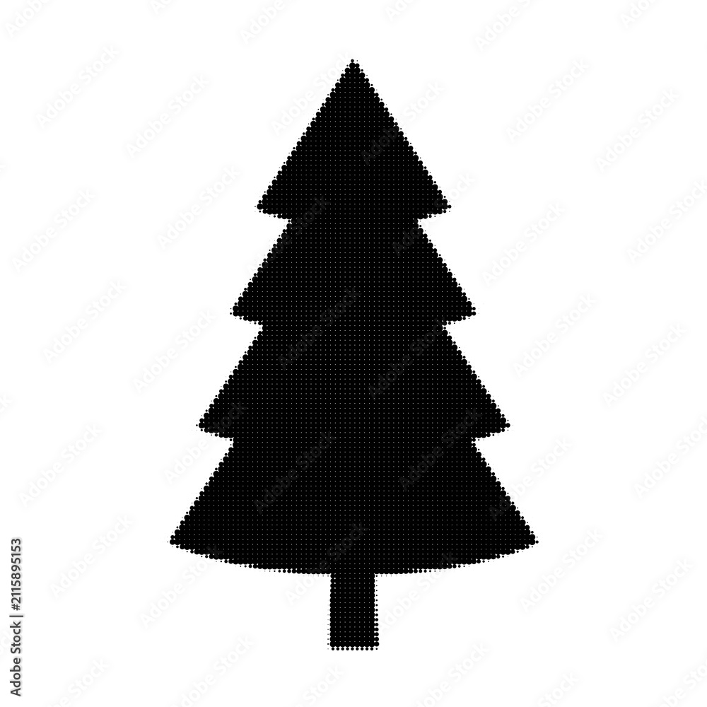 Fototapeta premium Simple black pixel art christmas tree illustration illustration