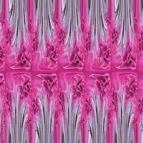 ​Abstract Botanical Background with Magenta Ornamental Cabbage Leaves Mirror Reflection and Creative Fluid Water Effect