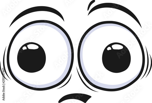 Obraz na płótnie Funny vector illustration of shocked cartoon face with dazed expression, frozen