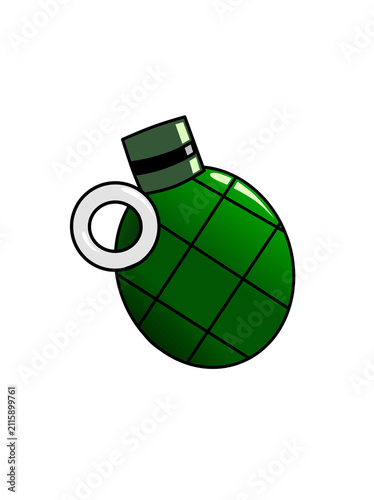 Quadro su tela illustration of a green hand grenade isolated transparent background
