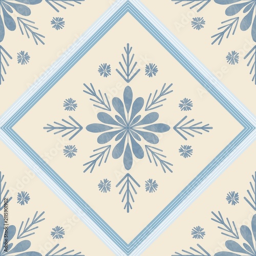 Seamless watercolour and unique snow flakes pattern background for covers, notes, Soft backgrounds colour. Watercolour art work. snow flakes pattern background for winter vibes.