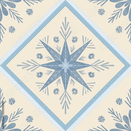 Seamless watercolour and unique snow flakes pattern background for covers, notes, Soft backgrounds colour. Watercolour art work. snow flakes pattern background for winter vibes.