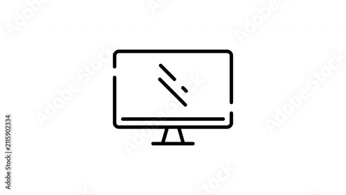 Computer Monitor Animated Icon With Alpha Channel. Digital Display, Screen Technology, And Workstation Equipment Motion Graphic. On Transparent Background