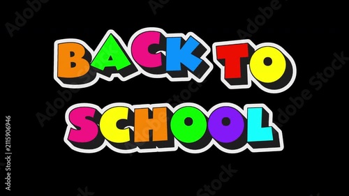 Back to School Kinetic Cartoon Sticker Title Loop on Alpha Background