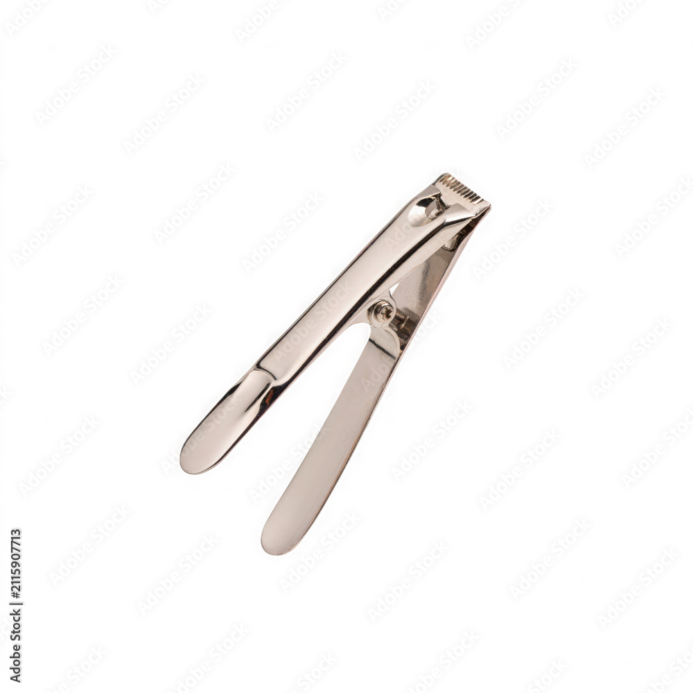 Fototapeta premium Nail clipper tool for personal grooming hygiene and manicure care isolated on transparent background for digital design and beauty applications.