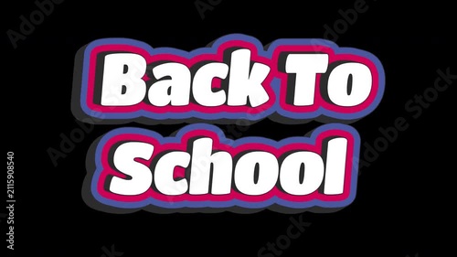 Back to School Spinning Kinetic Sticker Title Loop on Alpha Background