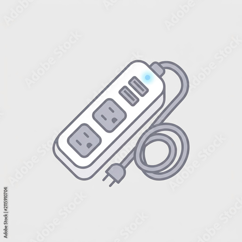 White electric power strip extension with multiple outlets.
