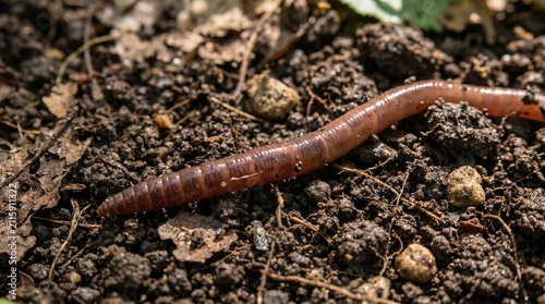 Macro Portrait of an Earthworm in Its Natural Habitat