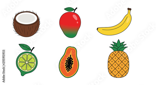 Colorful assortment of fresh fruits isolated