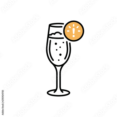 Champagne glass with warning alert icon