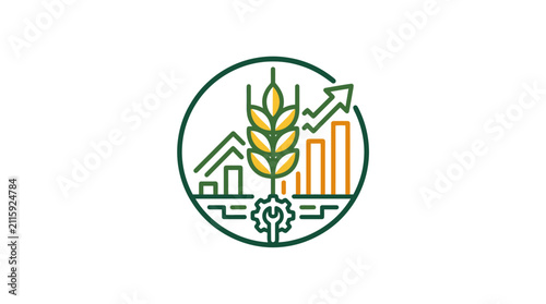 Agricultural growth and smart farming technology icon