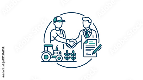 Farmer and businessman handshake for agricultural deal