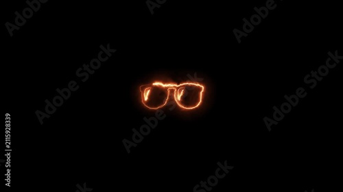 Orange Rimmed Eyeglasses in Repeating Pattern Against Black Background with Subtle Glow