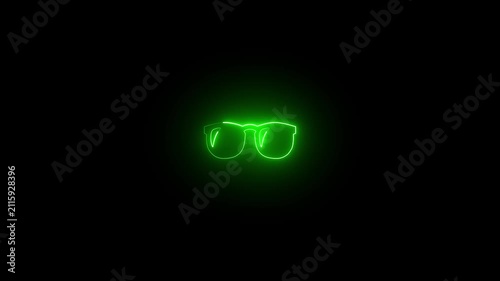 Green Neon Glasses Glowing in Darkness with Minimalist Sci-Fi Concept