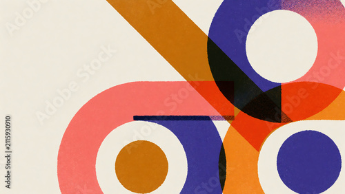 Risograph Geometric Overlap with Tactile Dot Grain Texture