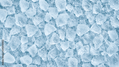 Blue coarse sea salt crystals background. Full frame macro texture photography