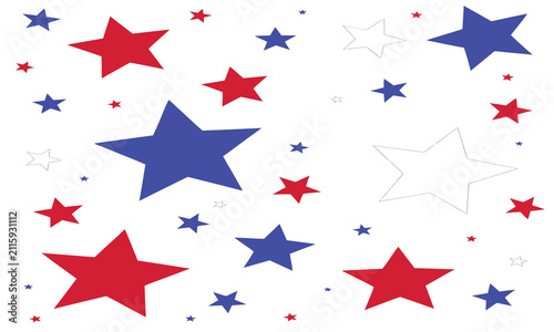 Stars in Red and Blue Colors Scattered on a White Background Featuring Colorful, Design, Pattern with Vector and Illustration