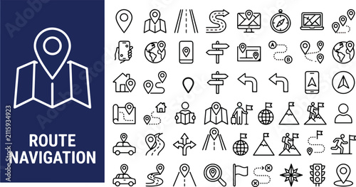 Quadro su tela Route web icons in line style